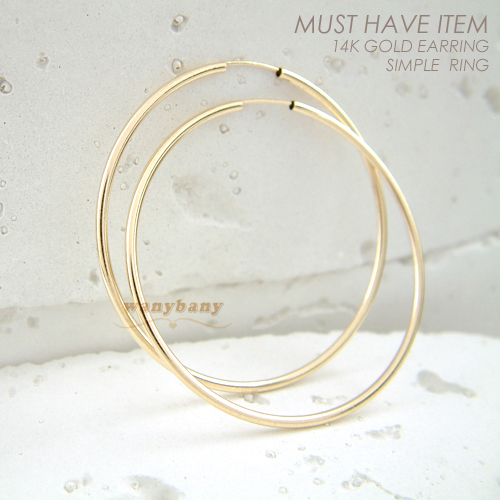 ▒14K GOLD▒ Simple Ring Earrings
