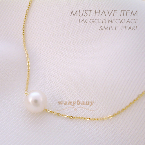 ▒14K GOLD▒ Simple Pearl Necklace