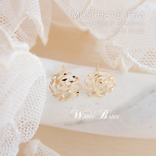▒14K GOLD▒ Mini Rose Earrings