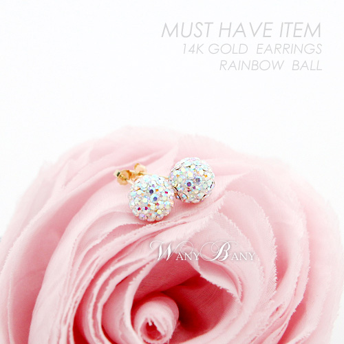 ▒14K GOLD▒ Rainbow Ball Earrings