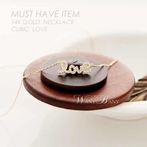 ▒14K GOLD▒ Cubic LOVE Necklace