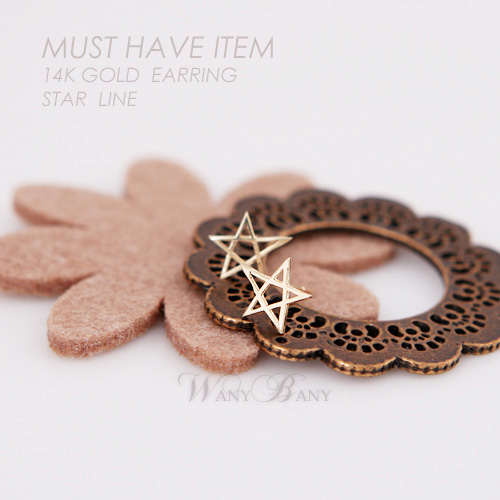 ▒14K GOLD▒ Star Line Earrings