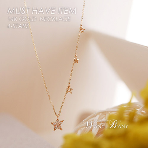 ▒14K GOLD▒ 4-stars Necklace