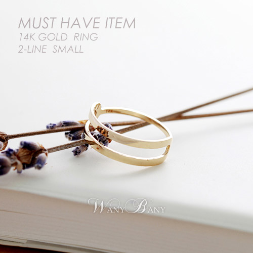▒14K GOLD▒ Chic 2-Line Ring [Small:소]