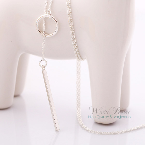 Silver Stick Long Necklace