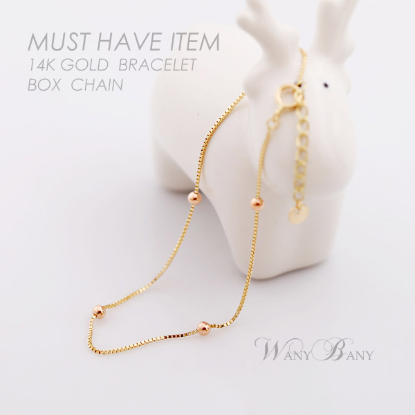 ▒14K GOLD▒ Box Chain Bracelet