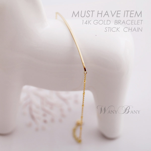 ▒14K GOLD▒ Stick Chain Bracelet