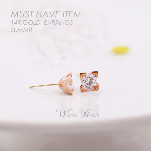 ▒14K GOLD▒ Summit Cubic Earrings