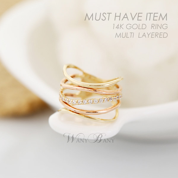 ▒14K GOLD▒ Multi Layered Ring