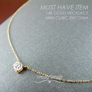 ▒14K GOLD▒ Mini Cubic Zirconia Necklace