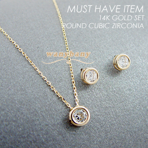 ▒14K GOLD▒ Round Cubic Zirconia Set