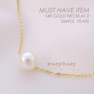 ▒14K GOLD▒ Simple Pearl Necklace
