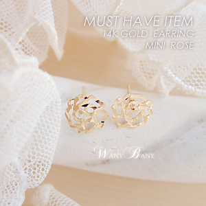 ▒14K GOLD▒ Mini Rose Earrings