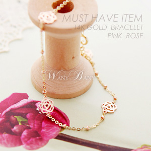 [14K GOLD] Pink Rose Bracelet [팔찌]