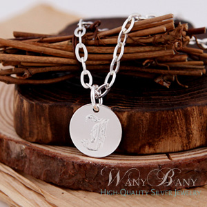 Silver Initial Coin / Heart Necklace