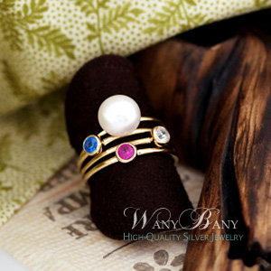 Silver Color Cubic Pearl Ring