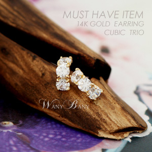 ▒14K GOLD▒ Cubic Trio Earring
