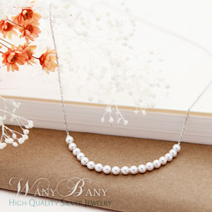 Silver Swarvoski Mini Pearls Necklace