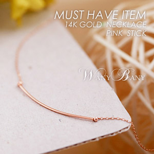 ▒14K GOLD▒ Pink Stick Necklace