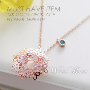 ▒14K GOLD▒ Flower Wreath Necklace