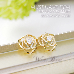 ▒14K GOLD▒ Blooming Rose Earrings