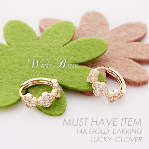 ▒14K GOLD▒ Lucky Clover Earrings
