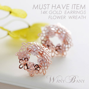 ▒14K GOLD▒ Flower Wreath Earrings